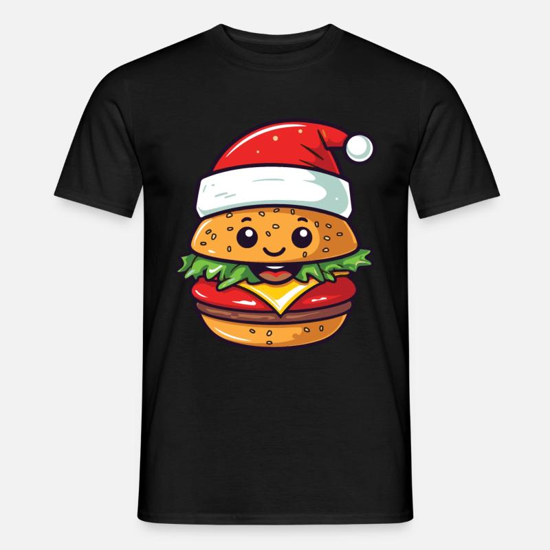 Burger Weihnachten Comic - Männer T-Shirt - Schwarz