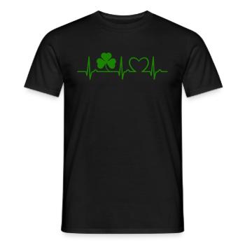 St Patrick’s Day - Courbe du cœur - Trèfle - T-shirt homme - noir - Devant - AI Model Male 178 light (178cm)