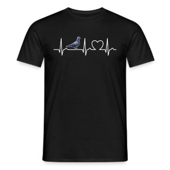 Pigeon whisperer pigeon pigeons heart curve ECG - Men's T-Shirt - black - Front - AI Model Male 178 light (178cm)