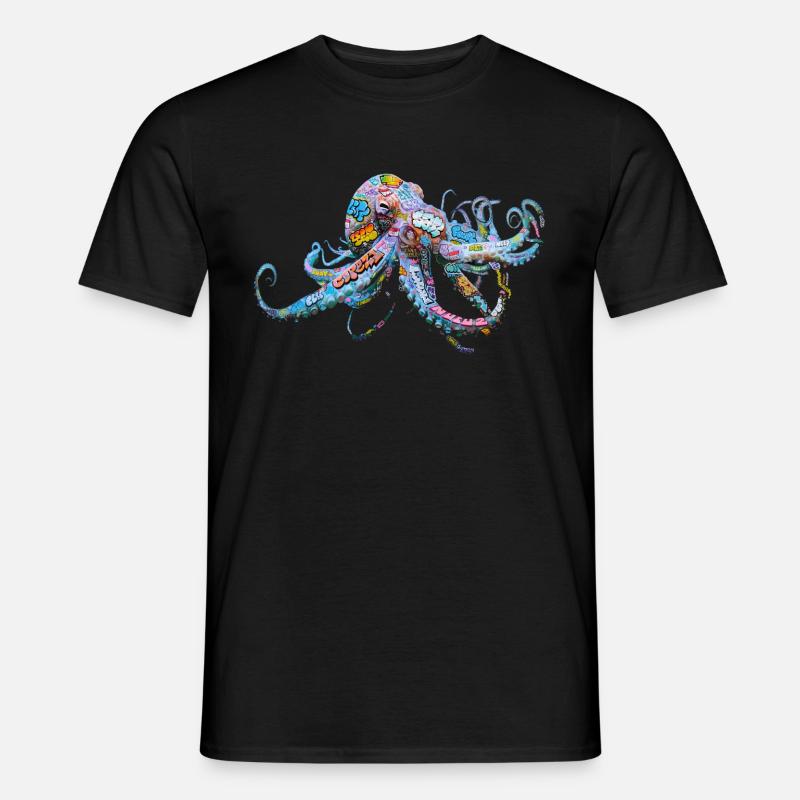 Oktopus Graffiti Oktopus Druck - Männer T-Shirt - Schwarz