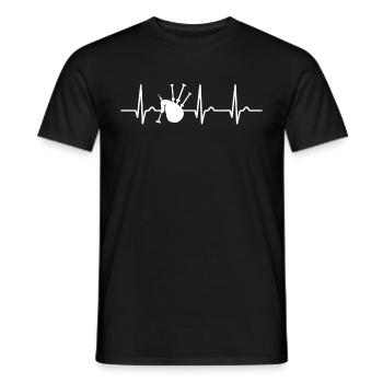 ECG curve - heart curve - pulse - music - bagpipes - Men's T-Shirt - black - Front - AI Model Male 178 light (178cm)