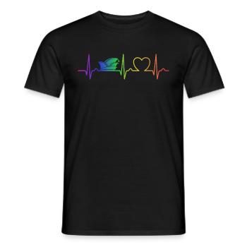 Herzkurve - Narrenkappe - Regenbogen - Fasching - Männer T-Shirt - Schwarz - Vorne - AI Model Male 178 light (178cm)
