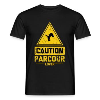 CAUTION PARCOUR LOVER - Männer T-Shirt - Schwarz - Vorne - AI Model Male 178 light (178cm)