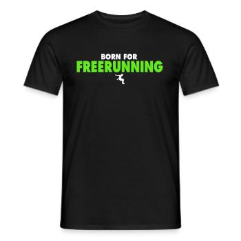 BORN FOR FREERUNNING shirt - Men's T-Shirt - black - Front - AI Model Male 178 light (178cm)