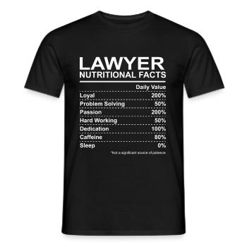 Lawyer Nutritional Facts - Men's T-Shirt - black - Front - AI Model Male 178 light (178cm)