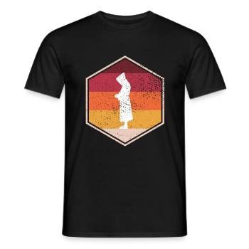 Retro Monk Hexagon Design - Männer T-Shirt - Schwarz - Vorne - AI Model Male 178 light (178cm)