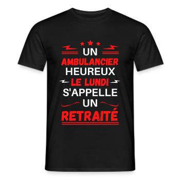 Un ambulancier heureux le lundi s'appelle retraité - T-shirt homme - noir - Devant - AI Model Male 178 light (178cm)