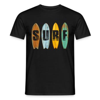 Surfer shirt Surf - Surfen, Surfing, Surfboards - Männer T-Shirt - Schwarz - Vorne - AI Model Male 178 light (178cm)