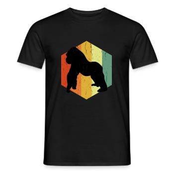 Distressed Gorilla Gorille Hexagon - Men's T-Shirt - black - Front - AI Model Male 178 light (178cm)