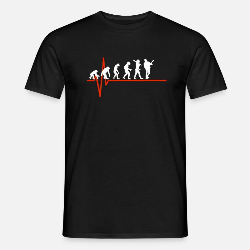 E-Guitar Heartbeat - EVOLUTION OF E-GUITAR - Männer T-Shirt - Schwarz
