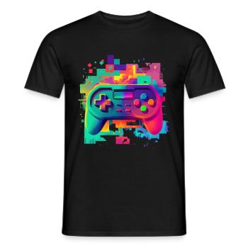 Retro colorful console - Men's T-Shirt - black - Front - AI Model Male 178 light (178cm)