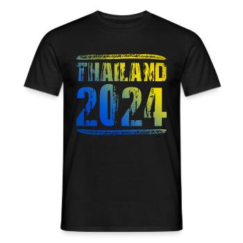 Thailand 2024 Bunt Urlaub - Männer T-Shirt - Schwarz - Vorne - AI Model Male 178 light (178cm)
