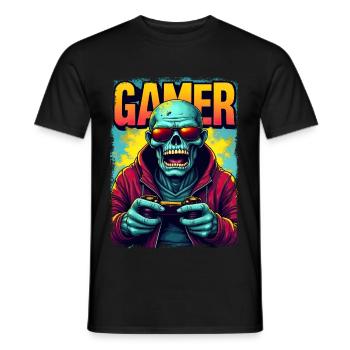 Gambler zombie with controller - Men's T-Shirt - black - Front - AI Model Male 178 light (178cm)