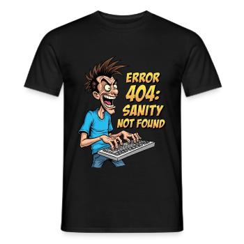 ITler Sanity Not Found Funny 404 Humor - Men's T-Shirt - black - Front - AI Model Male 178 light (178cm)