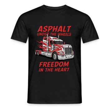 Trucker Freiheit – Asphalte sur roues au cœur de la route - T-shirt homme - noir - Devant - AI Model Male 178 light (178cm)