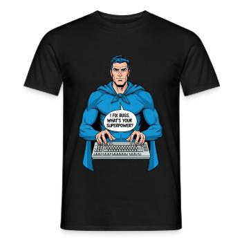 Super-héros : Je corrige des bugs ! - T-shirt homme - noir - Devant - AI Model Male 178 light (178cm)
