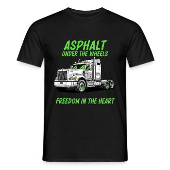 Le cœur du camionneur : l’asphalte sous les roues - T-shirt homme - noir - Devant - AI Model Male 178 light (178cm)