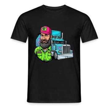 Harte Straße, cooler Typ: Dein Trucker Design! - Männer T-Shirt - Schwarz - Vorne - AI Model Male 178 light (178cm)