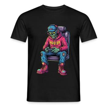 Undead Gamer: Zombie Gamer Trucker - Heren T-shirt - zwart - Voor - AI Model Male 178 light (178cm)