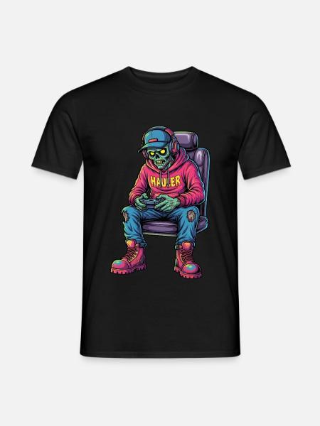 Undead Gamer: Zombie Gamer Trucker - Men's T-Shirt - black