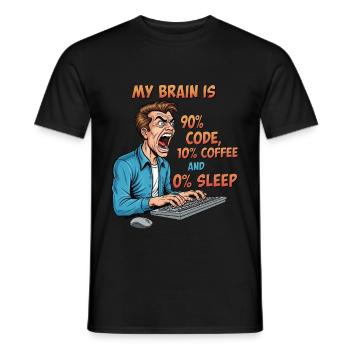 0% Schlaf: Code & Kaffee Power! - Männer T-Shirt - Schwarz - Vorne - AI Model Male 178 light (178cm)