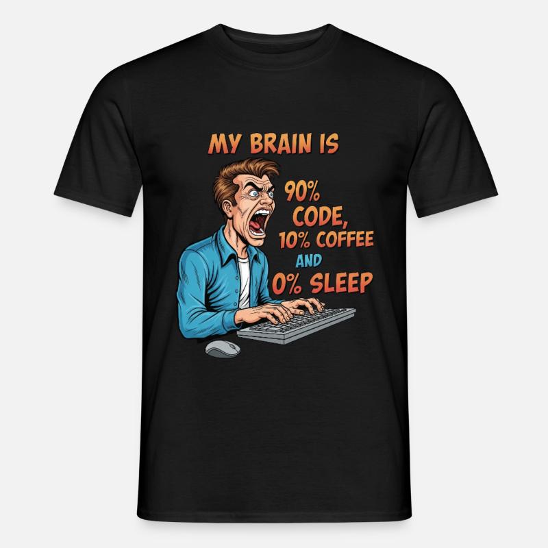 0% Schlaf: Code & Kaffee Power! - Männer T-Shirt - Schwarz