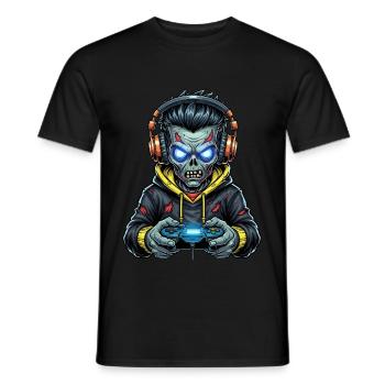 Zombie Gamer: Zocken bis der Kopf explodiert! - Männer T-Shirt - Schwarz - Vorne - AI Model Male 178 light (178cm)