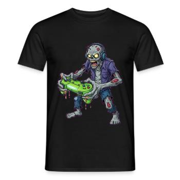 Zombie Zocker Power Retro Gamer - Männer T-Shirt - Schwarz - Vorne - AI Model Male 178 light (178cm)