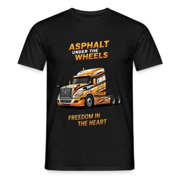 Fernfahrer Herz & Asphalt. Dein Trucker Design - Männer T-Shirt - Schwarz - Vorne - AI Model Male 178 light (178cm)