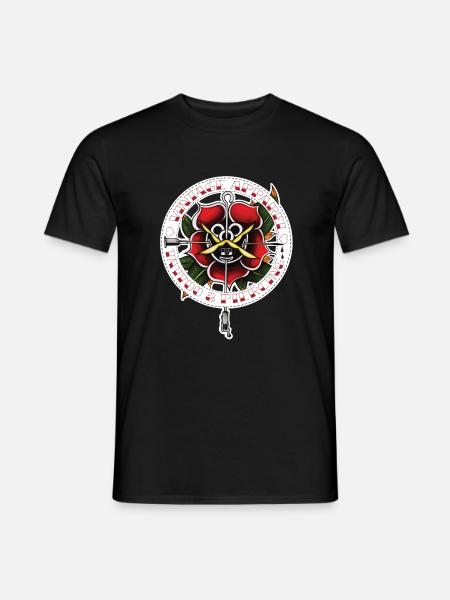 Vintage Tattoo Rose - T-shirt męski - czarny
