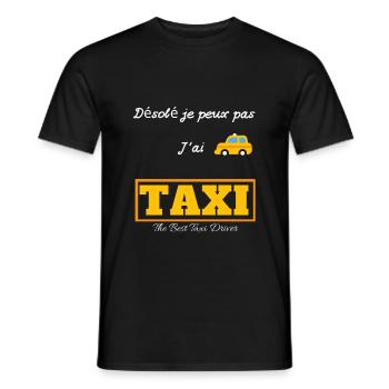 Désolé j'peux pas j'ai taxi. - T-shirt homme - noir - Devant - AI Model Male 178 light (178cm)