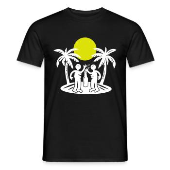 Boire à la fête sur la plage de l’île - T-shirt homme - noir - Devant - AI Model Male 178 light (178cm)
