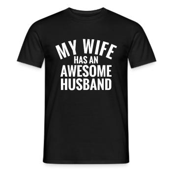 My wife has an awesome husband Gift for Husband - Men's T-Shirt - black - Front - AI Model Male 178 light (178cm)