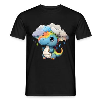 Dinosaur Child Rainbow Gift - Men's T-Shirt - black - Front - AI Model Male 178 light (178cm)