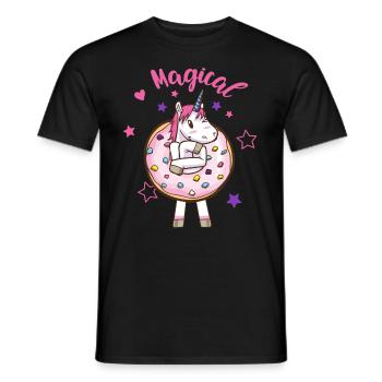 La magie de la licorne Donut - T-shirt homme - noir - Devant - AI Model Male 178 light (178cm)