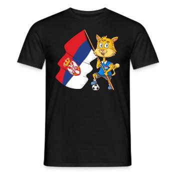 Serbien Fan Katze - Männer T-Shirt - Schwarz - Vorne - AI Model Male 178 light (178cm)