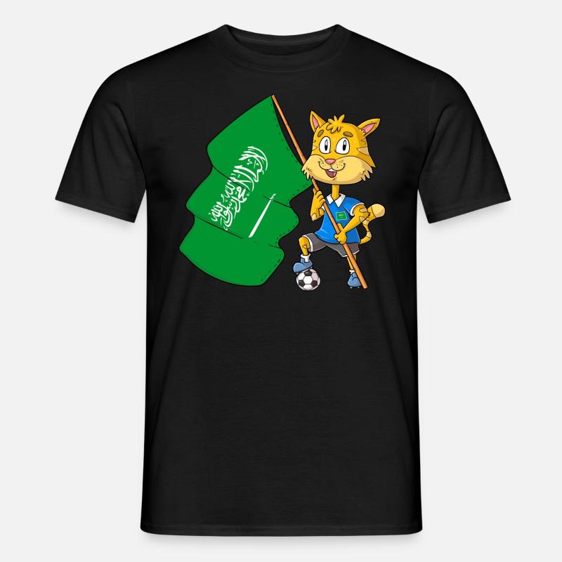 Saudi Arabien Fan Katze - Männer T-Shirt - Schwarz