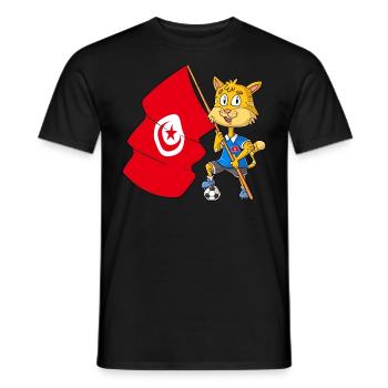 Tunisia Fan Cat - Men's T-Shirt - black - Front - AI Model Male 178 light (178cm)