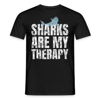 Sharks Are My Therapy Shark Researcher Marine Biologist - Men's T-Shirt - black - Front - AI Model Male 178 light (178cm)