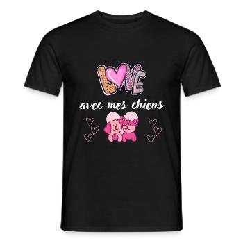 Love avec mes chiens - T-shirt homme - noir - Devant - AI Model Male 178 light (178cm)