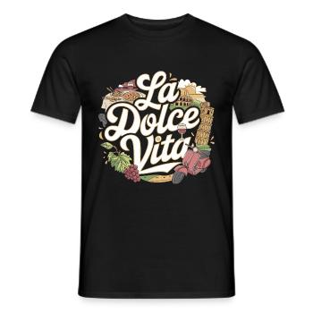 La Dolce Vita Italy Aesthetic - Männer T-Shirt - Schwarz - Vorne - AI Model Male 178 light (178cm)