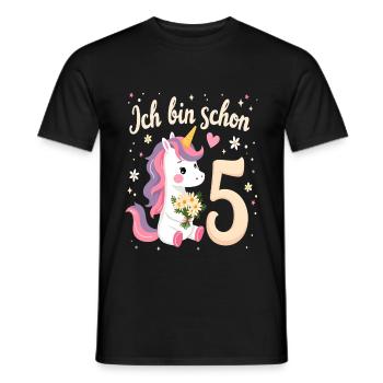 Licorne mignonne 5e anniversaire pour les filles - T-shirt homme - noir - Devant - AI Model Male 178 light (178cm)