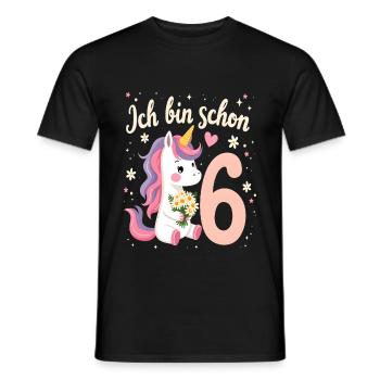 Licorne mignonne 6e anniversaire pour les filles - T-shirt homme - noir - Devant - AI Model Male 178 light (178cm)