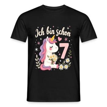 Licorne mignonne 7e anniversaire pour les filles - T-shirt homme - noir - Devant - AI Model Male 178 light (178cm)