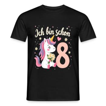 Cute Unicorn 8th Birthday for Girls - Men's T-Shirt - black - Front - AI Model Male 178 light (178cm)