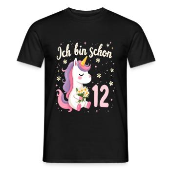 Cute Unicorn 12th Birthday for Girls - Men's T-Shirt - black - Front - AI Model Male 178 light (178cm)