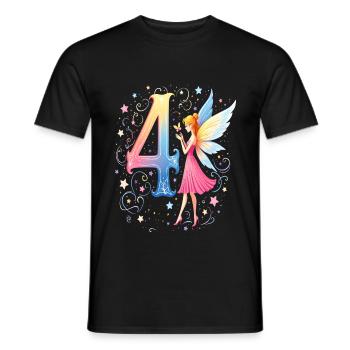 Douce Fée 4ème Anniversaire pour les filles - T-shirt homme - noir - Devant - AI Model Male 178 light (178cm)