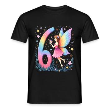 Douce Fée 6ème Anniversaire pour les filles - T-shirt homme - noir - Devant - AI Model Male 178 light (178cm)