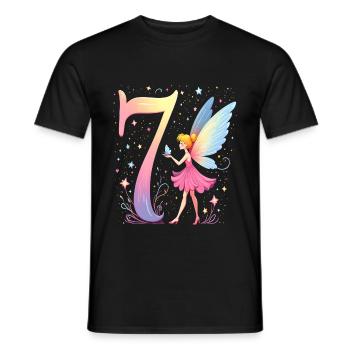 Douce Fée 7ème Anniversaire pour les filles - T-shirt homme - noir - Devant - AI Model Male 178 light (178cm)