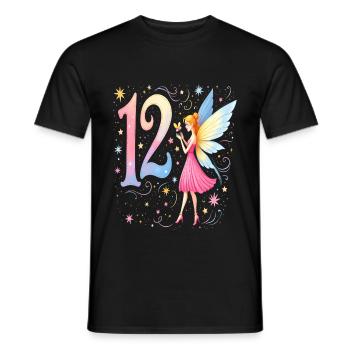Sweet Fairy 12th Birthday for Girls - Men's T-Shirt - black - Front - AI Model Male 178 light (178cm)